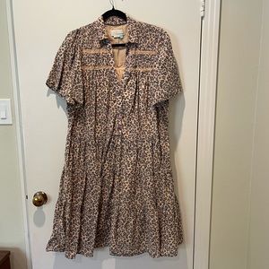Cheetah Print Anthropologie Flutter Sleeve Dress